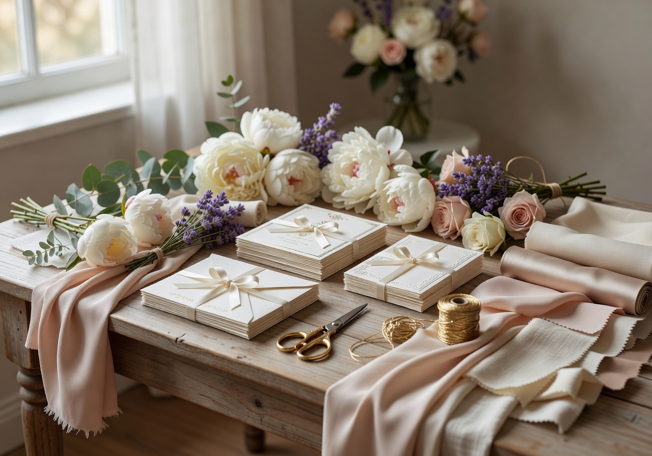 Luxury wedding ceremony at a German castle with elegant floral decorations and golden lighting