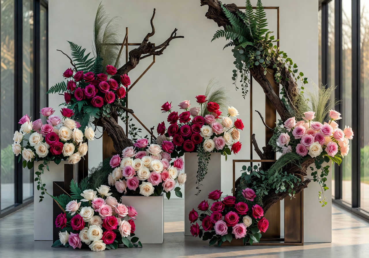 Wedding floral design trends for 2026 featuring lush garden roses and modern botanical installations
